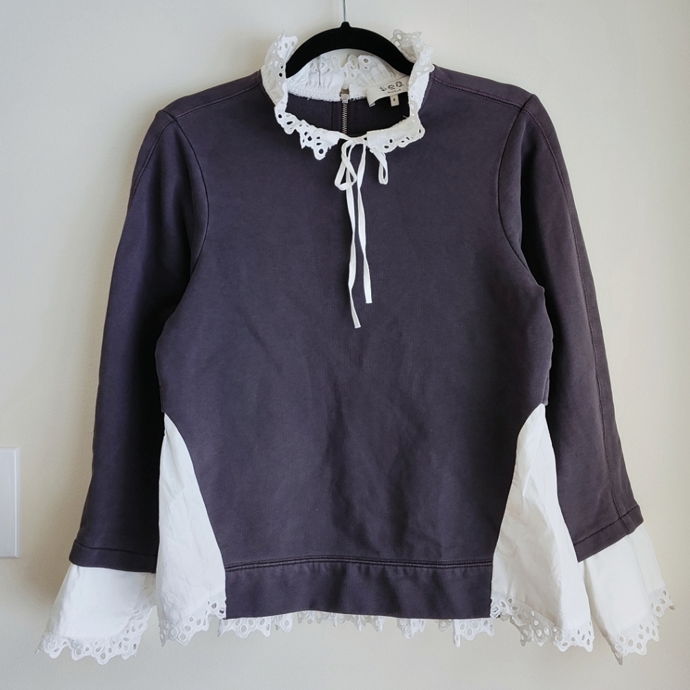 Sea New York eyelet lace accent cotton sweatshirt